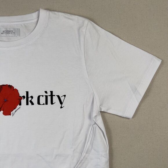 Saturdays NYC Moonflower Short Sleeve Tee Shirt Men’s Extra Small‎ White - Picture 2 of 15